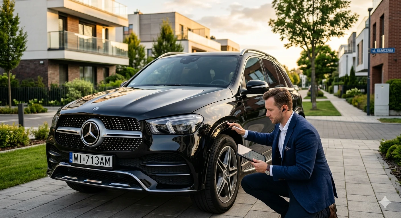 wycena-auta-dojazd-pod-dom-warszawa-wilanow Wycena auta z dojazdem pod dom Warszawa Wilanów, ekspert ogląda luksusowego SUV-a.